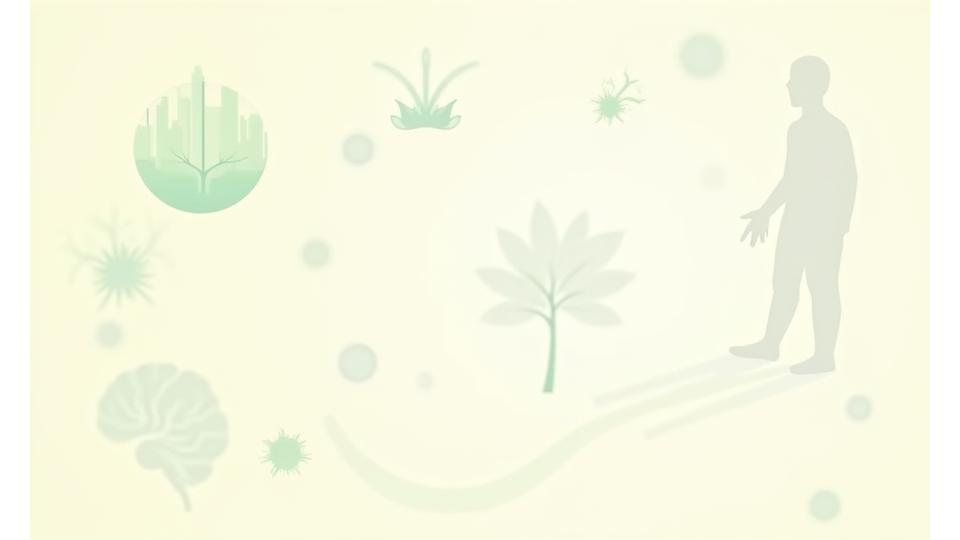 Infografik, die die Verbindung zwischen Umweltgesundheit (saubere Luft, Wasser) und menschlicher Gesundheit (Herz, Lunge, Immunsystem) grafisch darstellt.